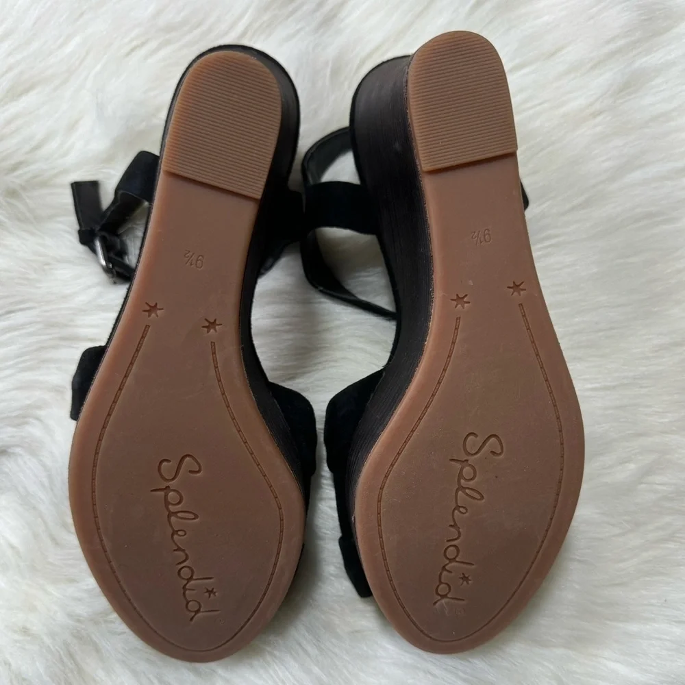New Splendid Nada Wedge Platform Sandals black Suede